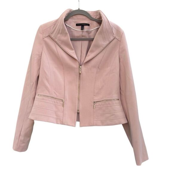 White House Black Market Women's Pink Knit Moto Blazer Jacket Size 12 - Picture 2 of 8